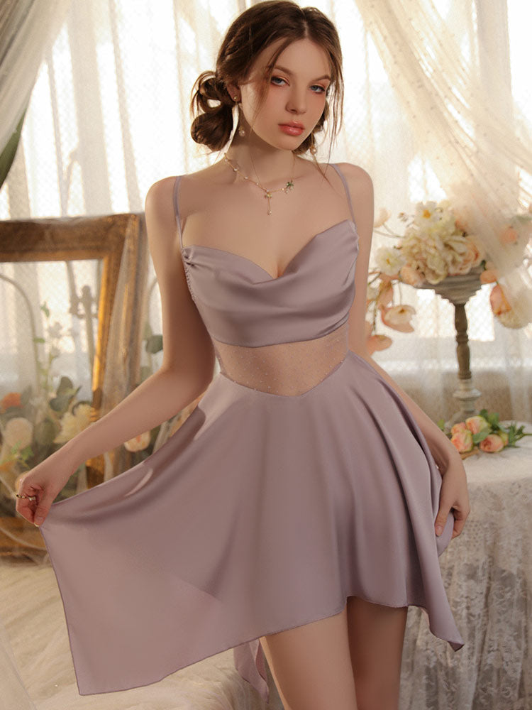 Irregular Hem Sexy Sheer Nightgown Robe