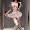 Mesh Rose Embroidered Lace Sling Pure Suit