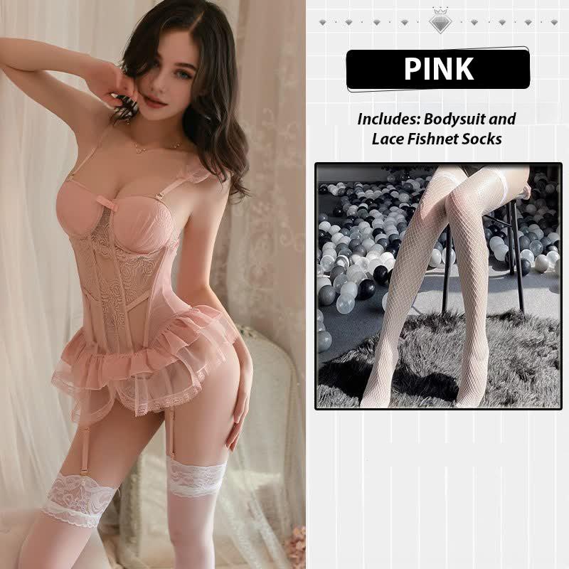 Lace Chest Pad Corset Set