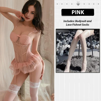 Lace Chest Pad Corset Set