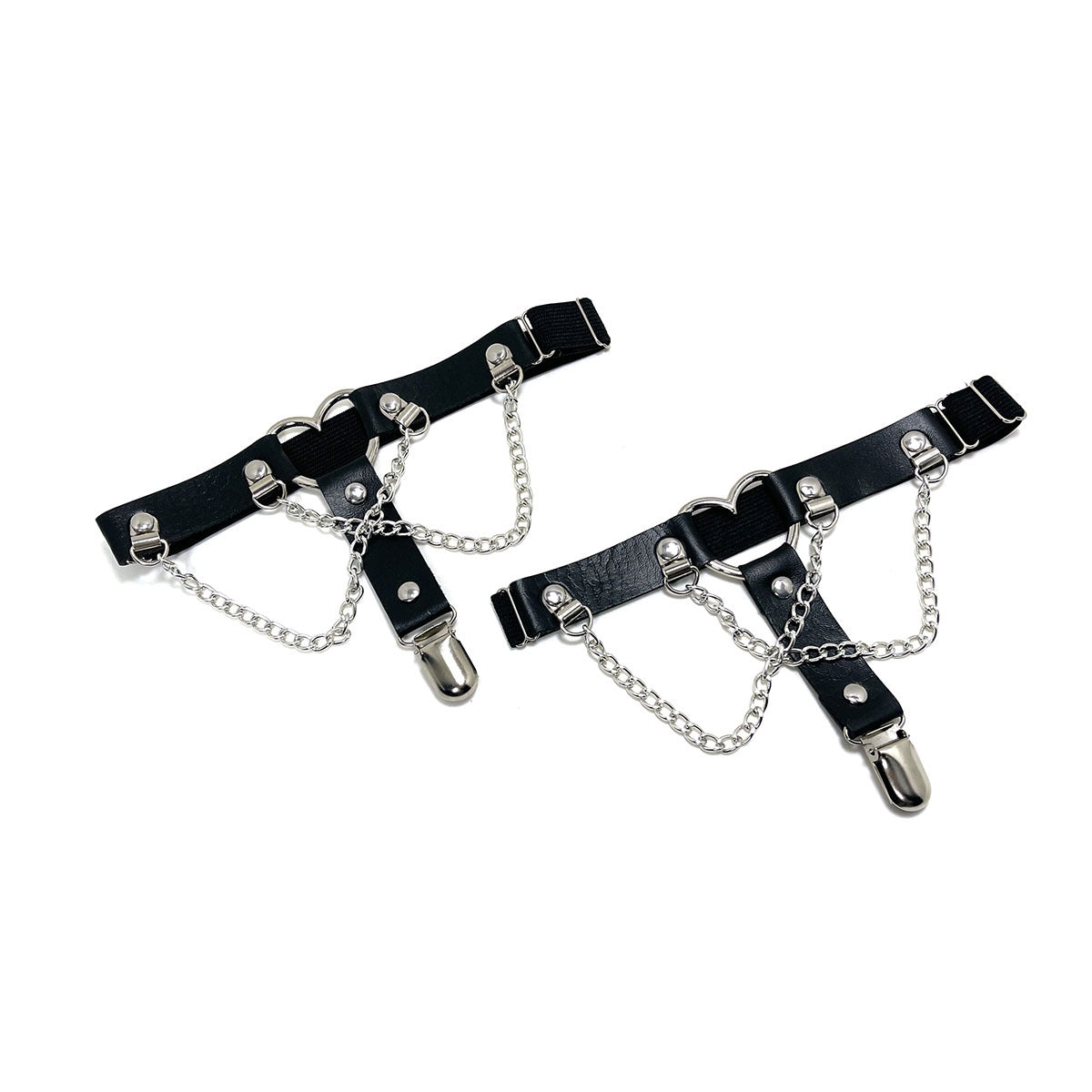 Elastic Band Leg Ring Socks Clip Love Heart-Shaped Chain Sweet Cool Dark Series
