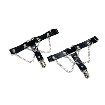 Elastic Band Leg Ring Socks Clip Love Heart-Shaped Chain Sweet Cool Dark Series