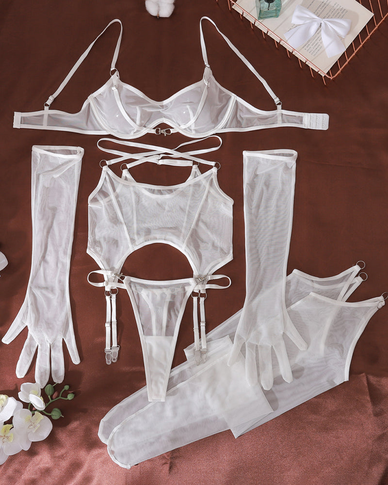 Mesh Shaping Body Set+Gloves+Stockings