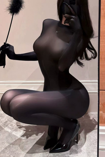 Christmas Shiny Open Crotch Stockings Jumpsuit Fishnet Clothes Suit