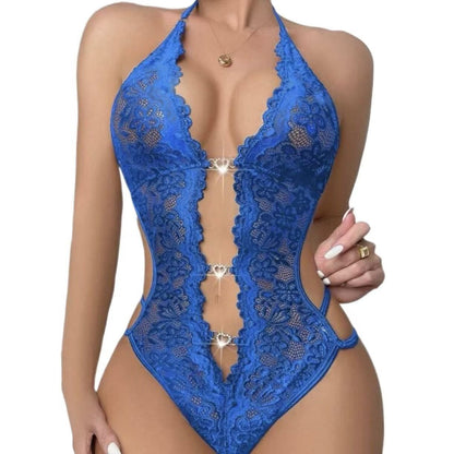 Halter Neck Lace Rhinestone Slim-fit Dress