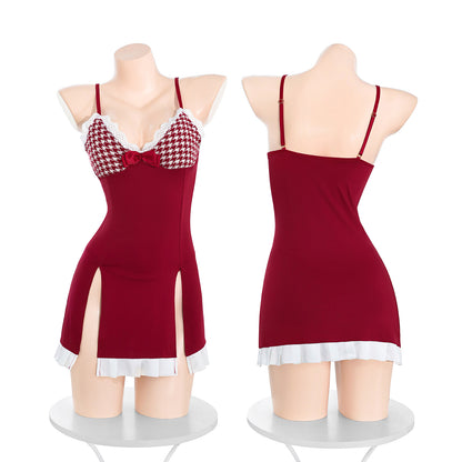 Red Plaid Satin Lingerie