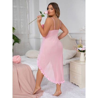 Plus Size Semi See-through Sleeveless Split Long Dress