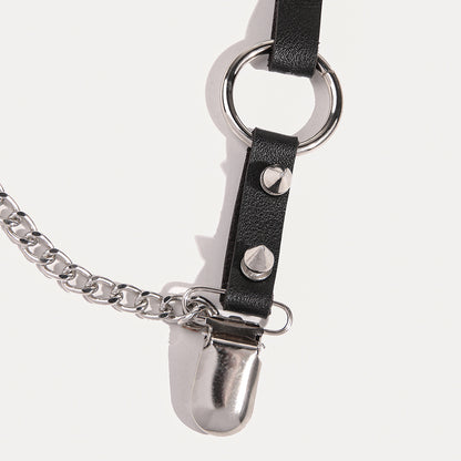 Punk Chain Rivets Decorative Fashion Dark Garter Y2g Young Women's Socks Buckle