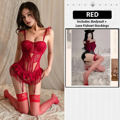 Lace Chest Pad Corset Set