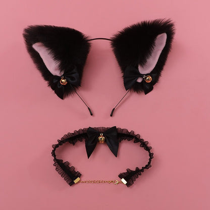 Cat Ear Headband Bell Necklet Set
