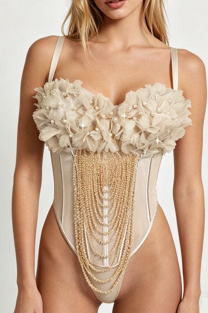 Handmade Flower Tassel Backless Sling Corset