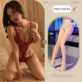 Lace One-Piece Hollowed-out and Crotchless Sexy Bowknot Underwear