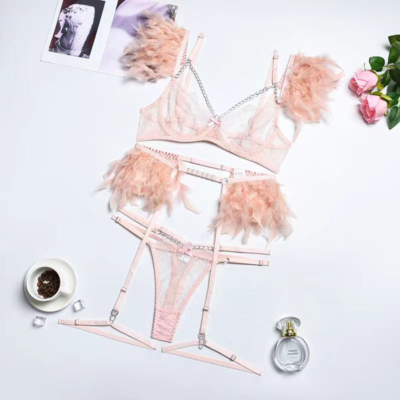 Metal Chain Lace Feather Lace Sexy Lingerie