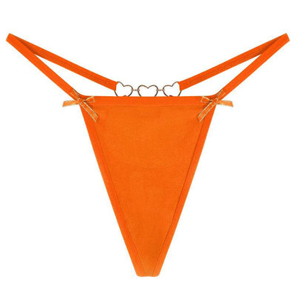 Sexy Love Heart Chain Bowknot Low Waist Seamless Women's Thong
