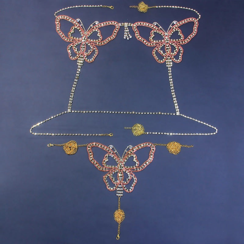 Butterfly Rhinestone Body Chain Set