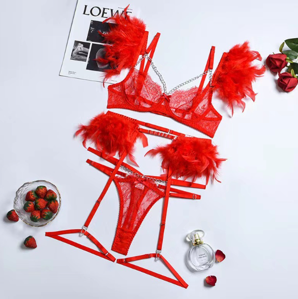Metal Chain Lace Feather Lace Sexy Lingerie