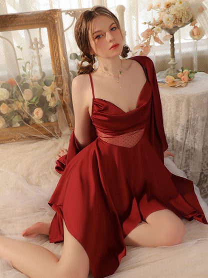 Irregular Hem Sexy Sheer Nightgown Robe