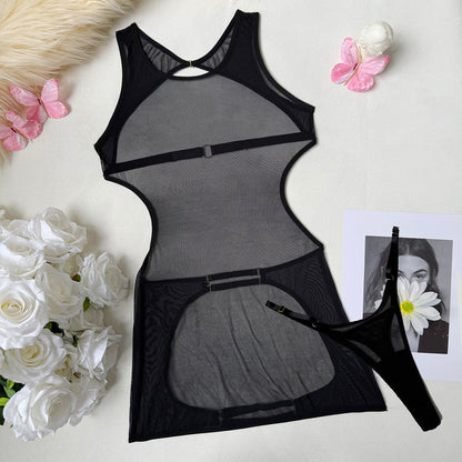 Classic Flower Embroidered Mesh Steel Ring Bra Set