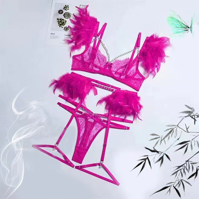Four - piece Lace Splicing Chain Sexy Slimming Lingerie