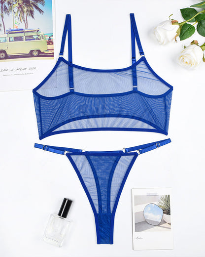 Mesh See-Through Camisole Bra Set