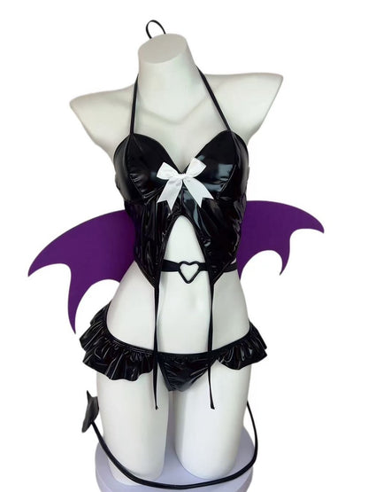 Patent leather Succubus Cosplay Costume Set