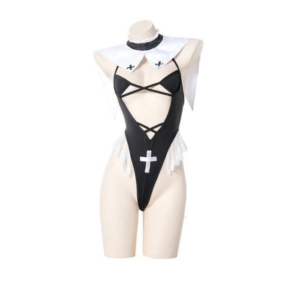 Lace Nun Cosplay Costume Bodysuit Set