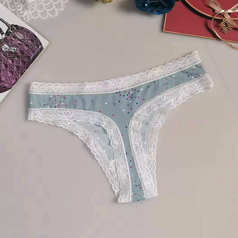 Sexy Seamless Silk Printed Women's Underwear Thong