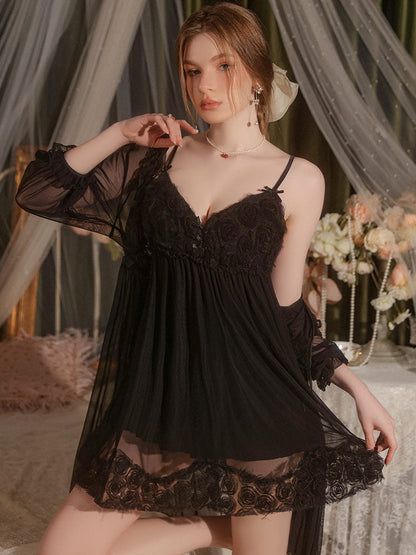 Sexy Mesh Sheer Temptation Floral Nightgown