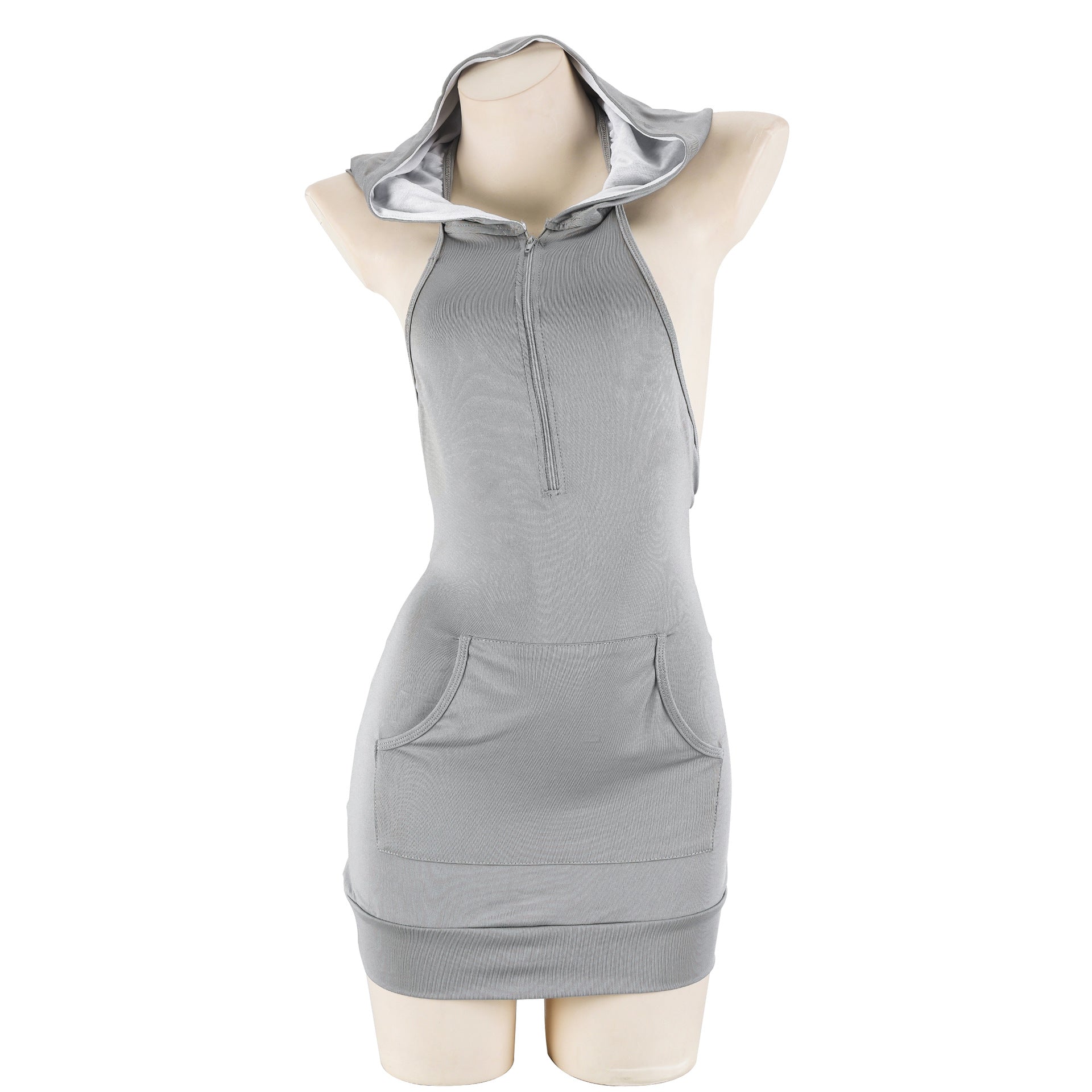 Sexy Backless Hooded Dress Kawaii  Zipper Nightdress