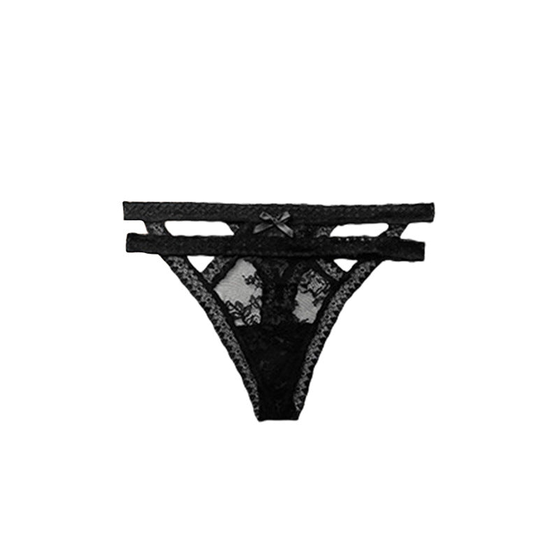 Solid Colors Breathable Tempting Look Sexy Women's Lace Cutout Underwear Set