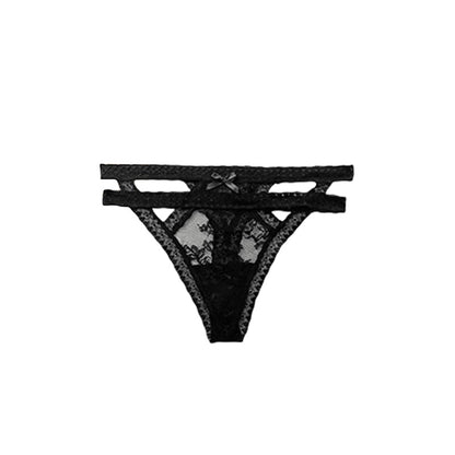 Solid Colors Breathable Tempting Look Sexy Women's Lace Cutout Underwear Set