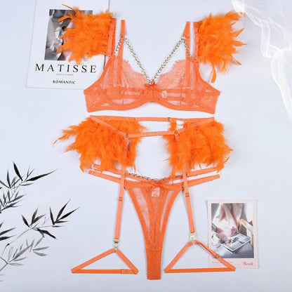 Four - piece Lace Splicing Chain Sexy Slimming Lingerie