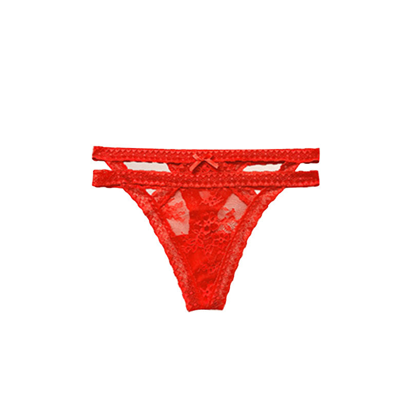 Solid Colors Breathable Tempting Look Sexy Women's Lace Cutout Underwear Set