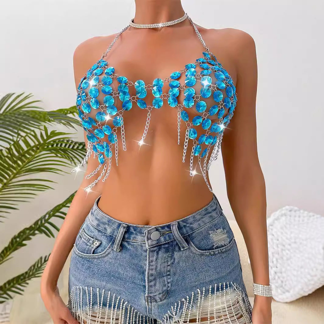 Handmade Sapphire Hollow Camisole