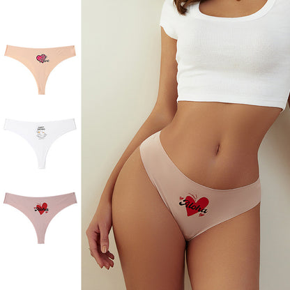 Sexy Women's Mid-Waist Hipster Panties Seamless with Heart Design Breathable Cotton