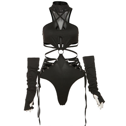 Street Fashion Sexy Lace-up Underwear with Gloves