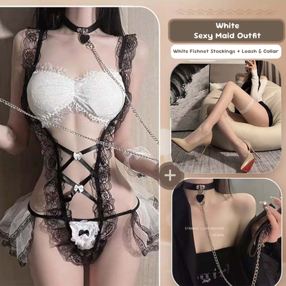 Lace Maid Costume See-through Free Sexy Lingerie