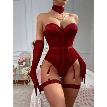 Tube Top Corset Underwear Neck Ring Garter Suit without Gloves