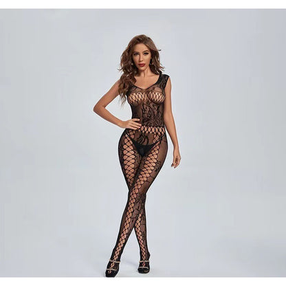 Large Size Sexy Lingerie Uniform Temptation Sexy One-piece Hollow Mesh