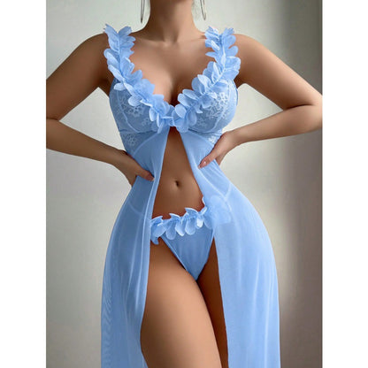 Flower Lace Split Suspender Dress