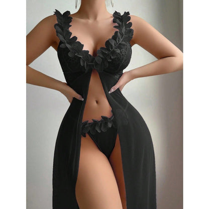 Flower Lace Split Suspender Dress