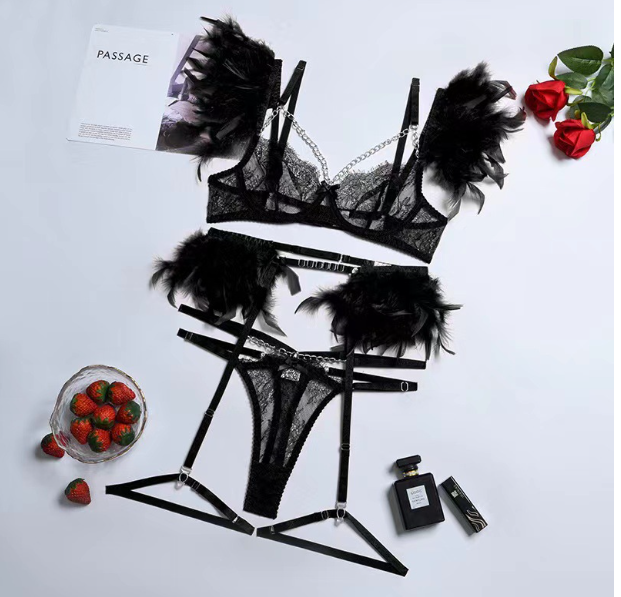 Metal Chain Lace Feather Lace Sexy Lingerie
