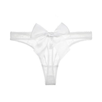 Alluring Women's Low Rise Thong Panties Featuring Bowknot Sheer Design for a Seductive Style