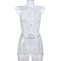 Pink Lace Pleated Lace Cutout Sling See-through Dress