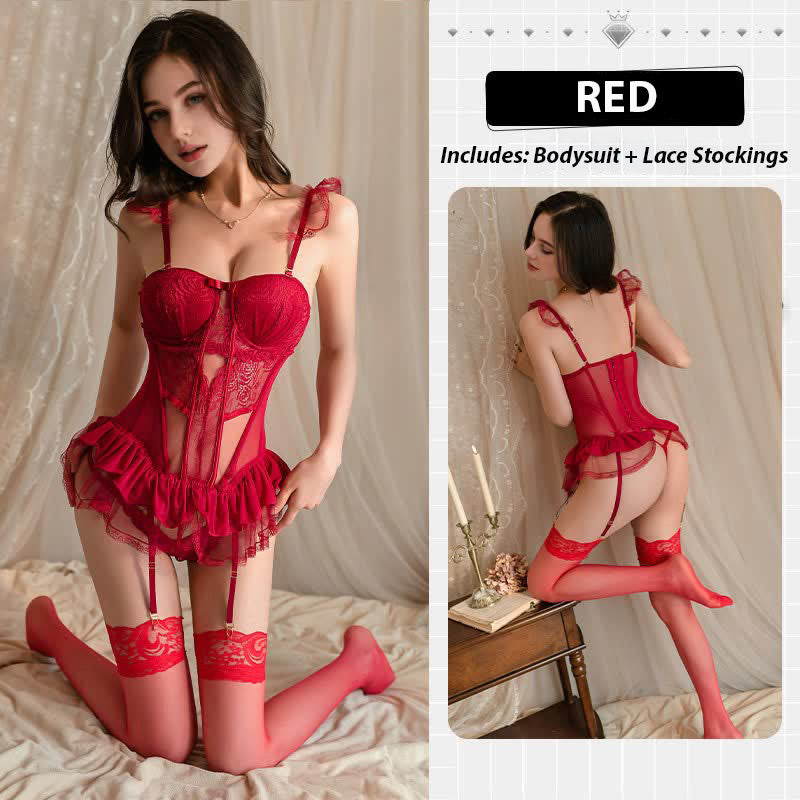 Lace Chest Pad Corset Set