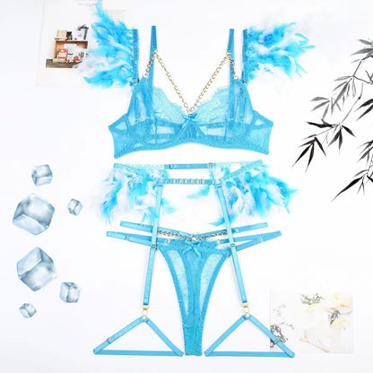 Four - piece Lace Splicing Chain Sexy Slimming Lingerie