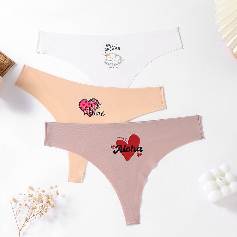 Sexy Women's Mid-Waist Hipster Panties Seamless with Heart Design Breathable Cotton