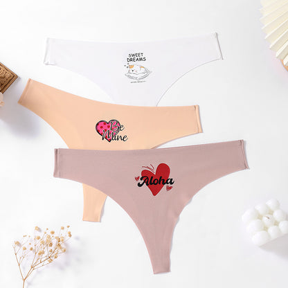Sexy Women's Mid-Waist Hipster Panties Seamless with Heart Design Breathable Cotton