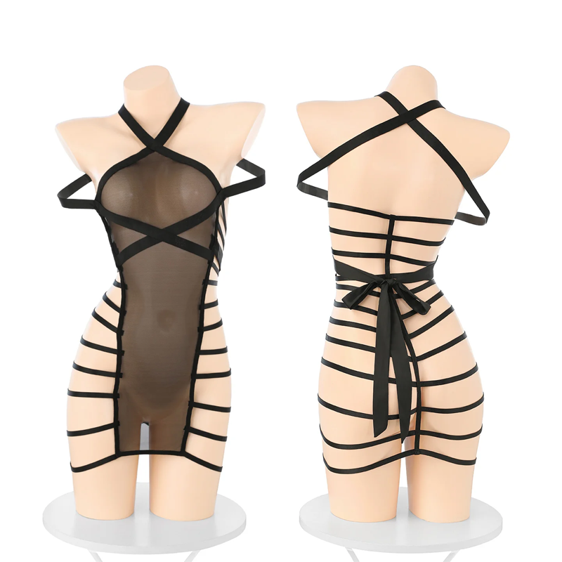 Lace-up Binding Dress Sexy See-through Sexy Lingerie