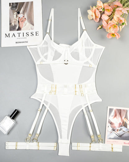 Erotic Bodysuit Lingerie Set with Garter